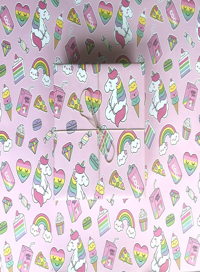 aakar Pack Of 5 Gift Wrapping Paper Sheets Kids, Gift Wraps For Kids (Pack Of 5, Unicorn,Multicolor) - Image 2